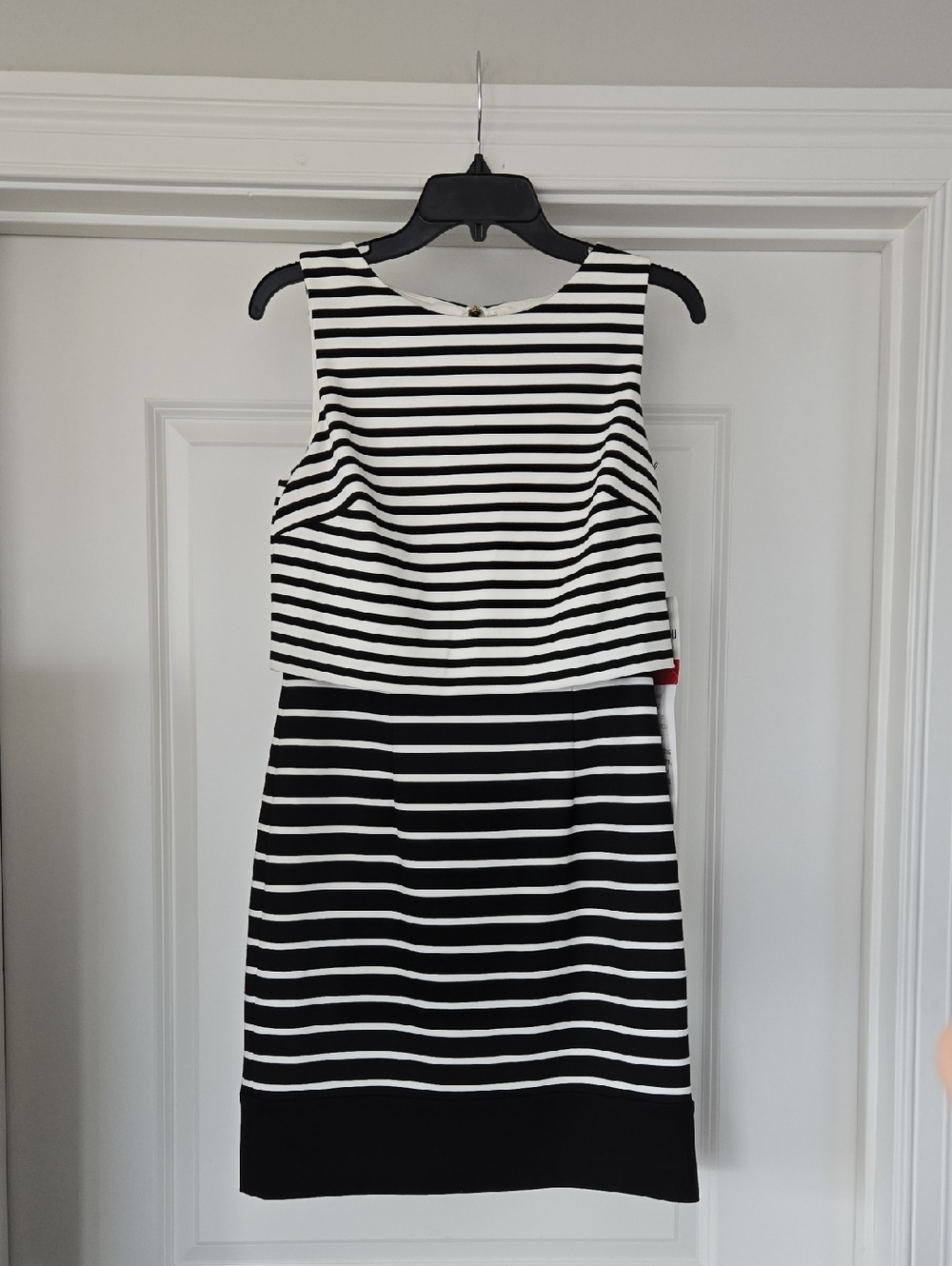 Ivanka Trump Classic Black & White Striped Sleeveless Dress